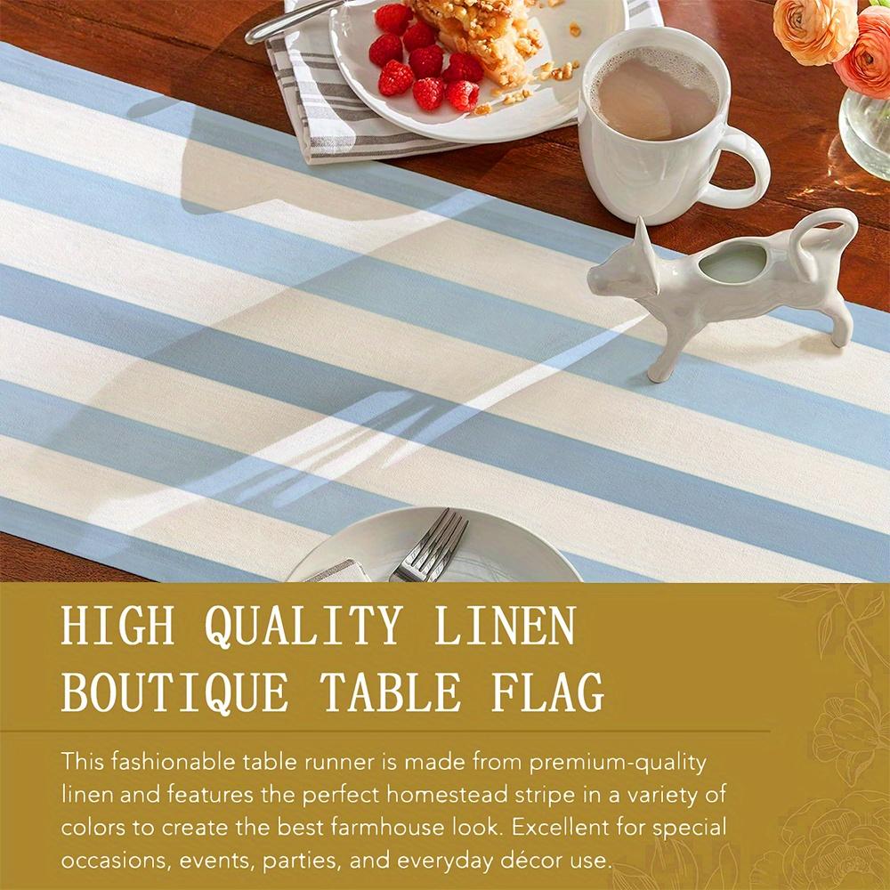 Elegantní a jednoduchý modře pruhovaný běhoun na stůl Světle modré svislé pruhy Čtyři roční období Elegantní domácí dekorace Jídelní stůl Kitch