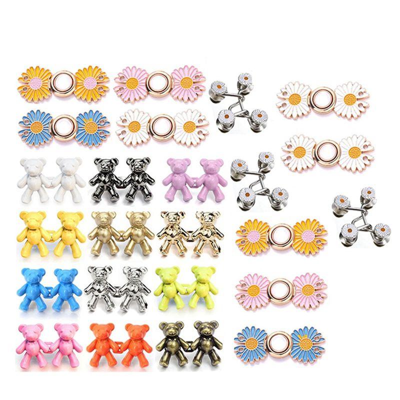 BHBL Adjustable Jeans Button Pin Set Waist Tightener Bear Clip Bear Pants Clip Bear Buttons for Jeans Skirt