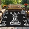 Chess Pieces Design Black White Crystal Velvet Rug Gamer Room Decor Strategy Game Theme Floor Mat Anti Slip Soft Carpet for Home