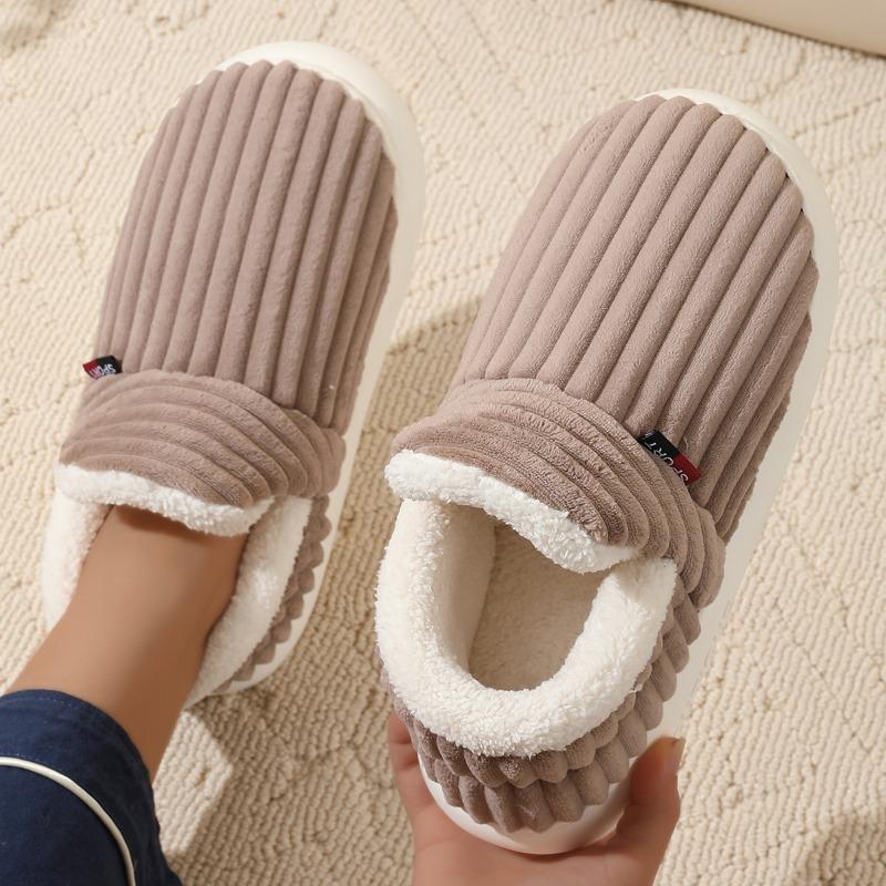 One-button bag heel cotton shoes women's winter indoor comfort and warmth thick-soled non-slip cotton slippers Cixi