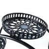 6 Pots Plants Flower Holder 4 Tier Display Shelf Rack with Wheels for Patio Garden Yard Home Decor Indoor Outdoor, Round Black