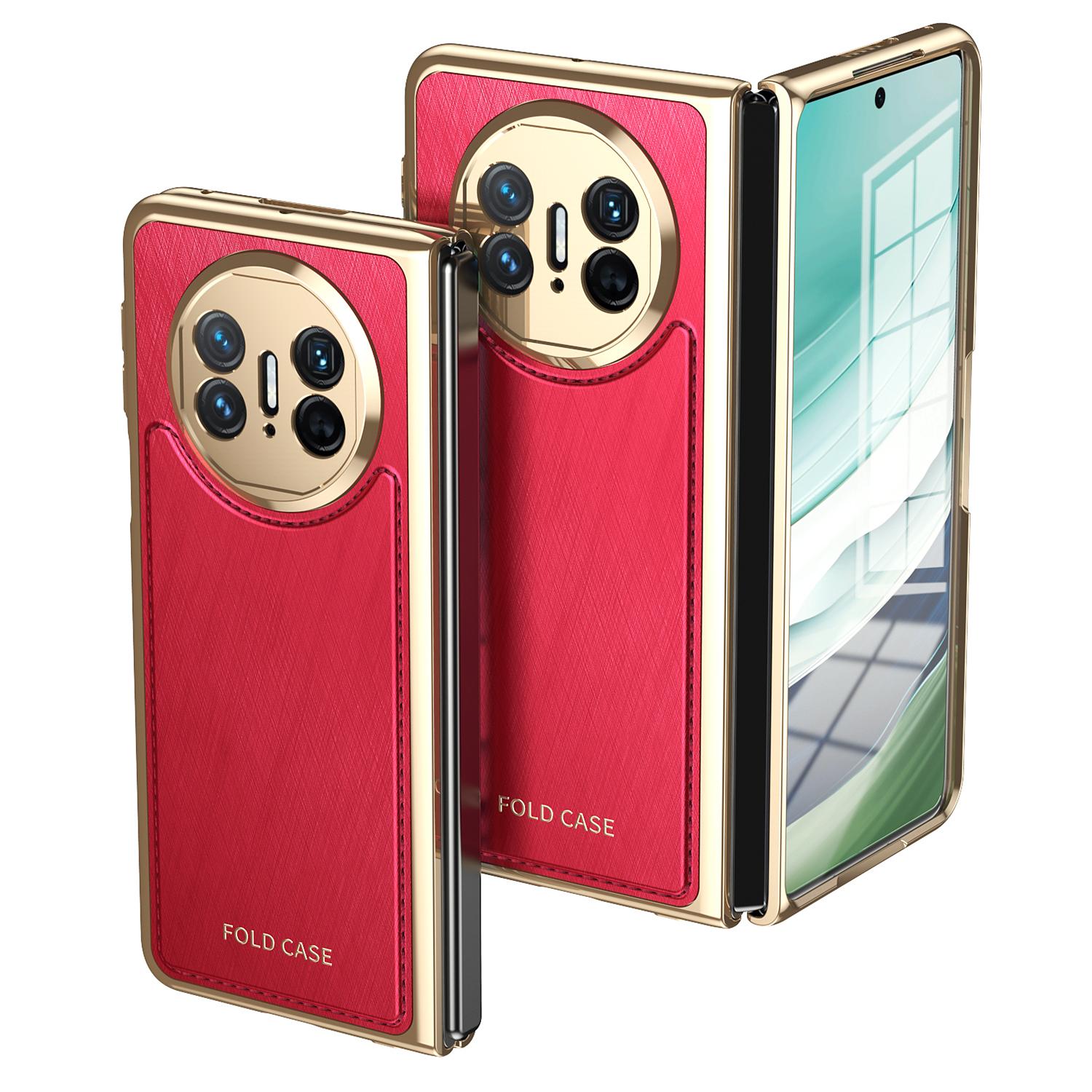 

Для Huawei Mate X5 Чохол Покритий ПУ шкірою ПК Гальванізований Чохол для телефону Вбудований Захисник екрану Red