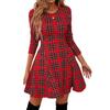 2025 Retro Plaid Long-Sleeve Elegant Dress for Women - European & American Style