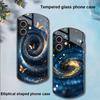 Spiral Vortex Black For Apple IPhone 16 11 13 15 14 Pro Max 12 Mini 7 8 Plus XR X XS Elliptical Shaped Tempered Glass Phone Case