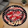 1pc Floral Love Round Chair Mat Area Rug - Non-Slip, Floor Mat for Office, Bedroom, and Indoor Decor -1002239
