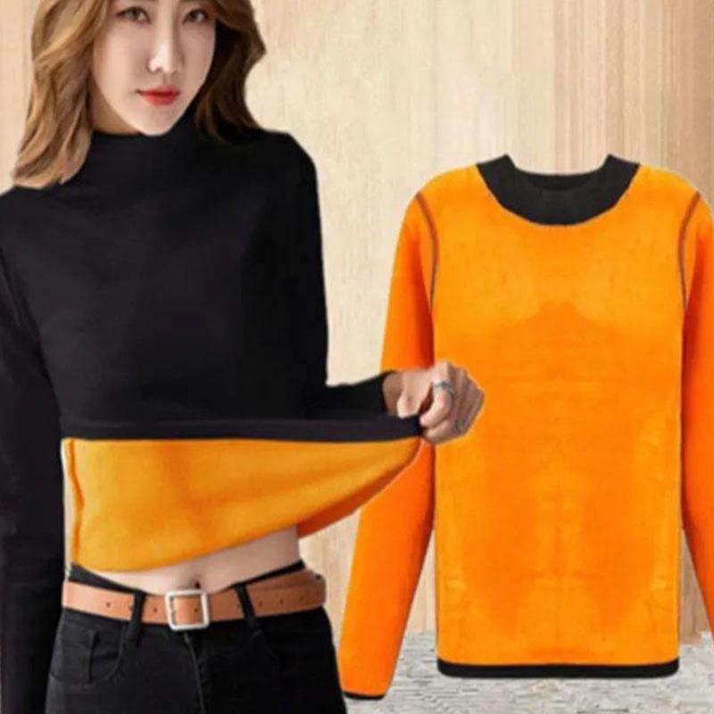 Thermal Underwear Ladies Plus Velvet Thick Bottoming Shirt Autumn and Winter Tight-fitting Long Sleeve Body Sculpting Body Autumn Clothes Top