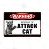 Pet Shop Warning Sign Beware of The Attack Cat Metal Sign Animals Tin Plate Pet Shop Wall Sticker Decoration Vintage Home Decor