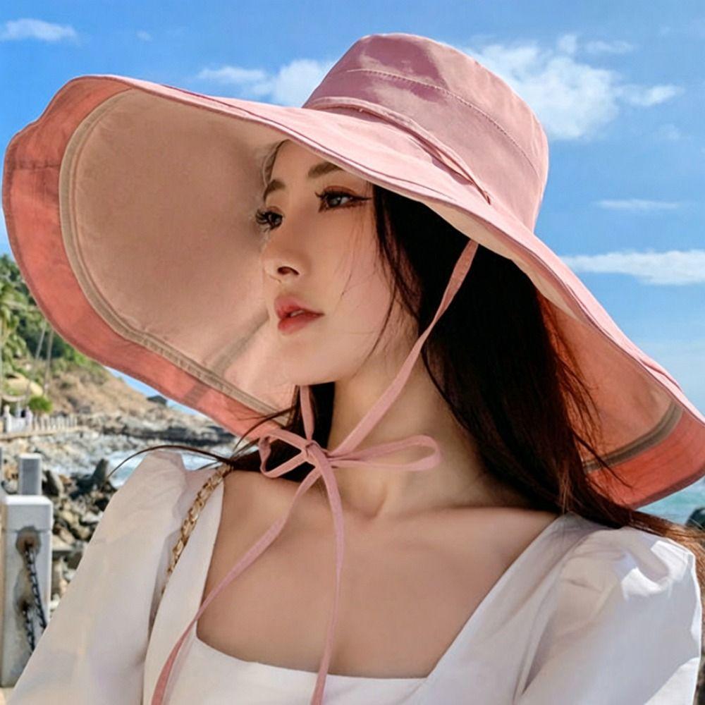 Foldable Fisherman Hat Double-Sided Sun Hat Casual Women's Beach Hat  Travel