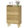 Narrow Shoe Cabinet, Modern Shoe Storage Cabinet with 2 Flip Drawers, Oak