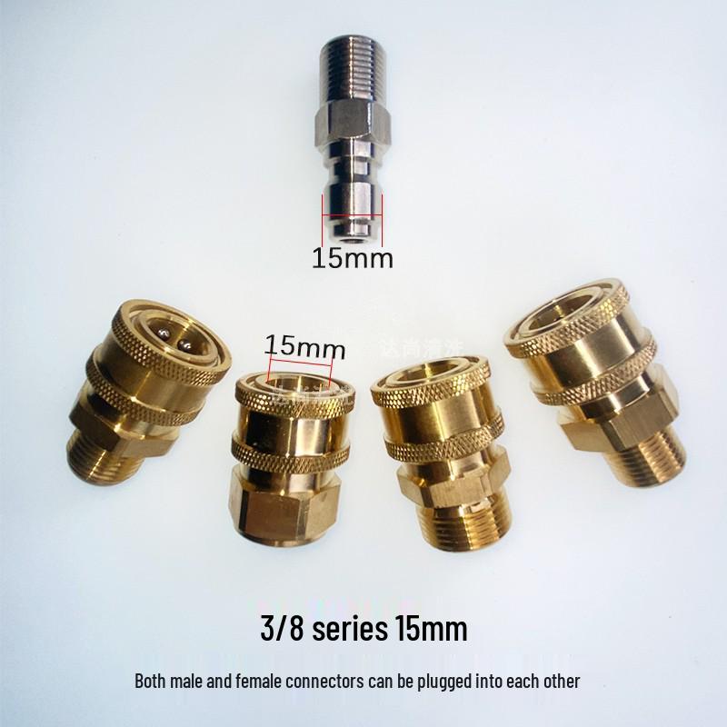 Hochdruck-Autoswaschmaschine Schnellkupplung, Außengewinde/Innengewinde, Kupfer-Umwandlung, 3/8", für 55/58 Wasserrohr und 22/18/14 Unterlegscheibe.
