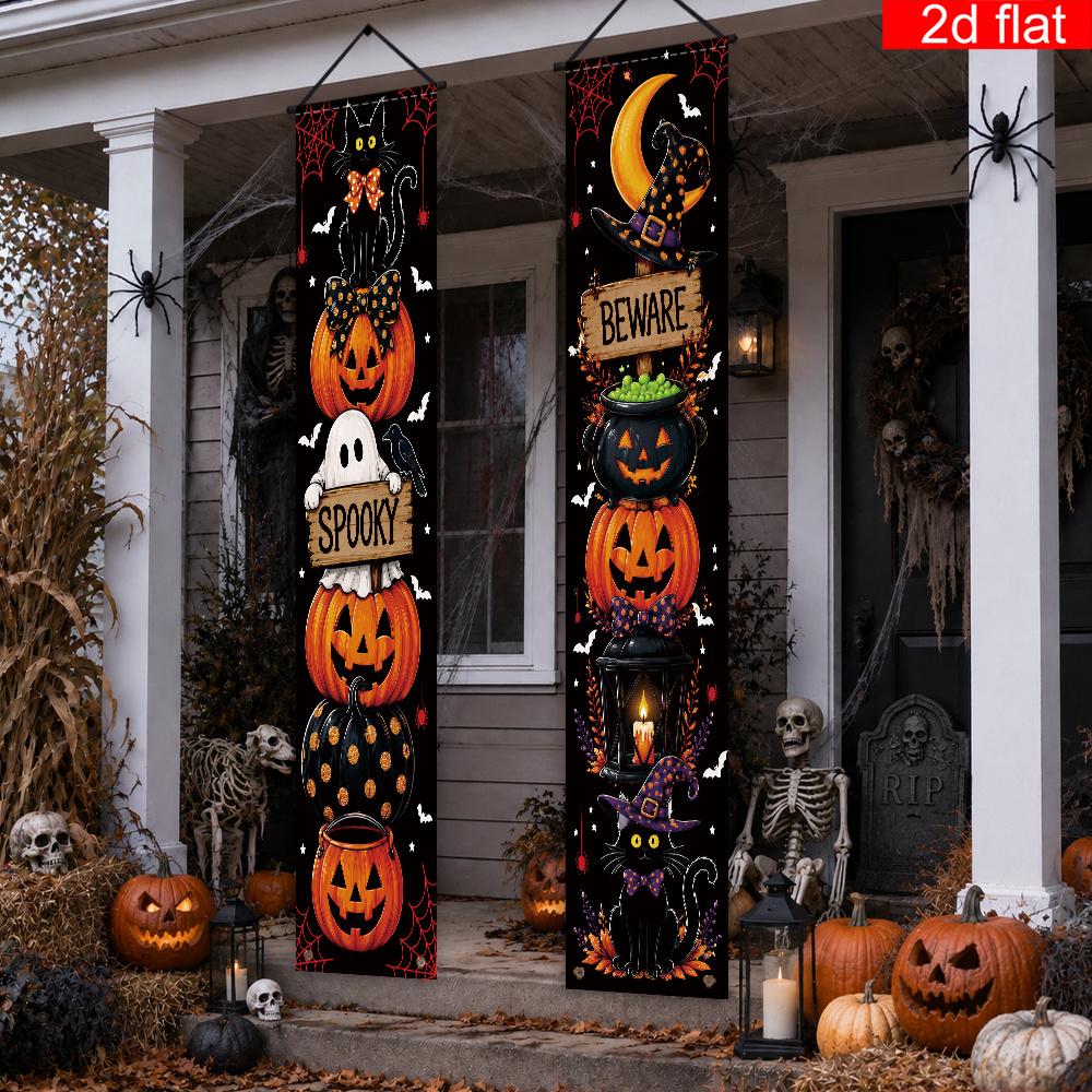 Halloween Banner 2pcs Cat Design (Polyester) for Porch