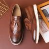 Herr Casual Business Läderskor Herr Mode Tofsar Loafers Herr Brittisk Stil Brogueskor Lätta Utomhus Kör Flats