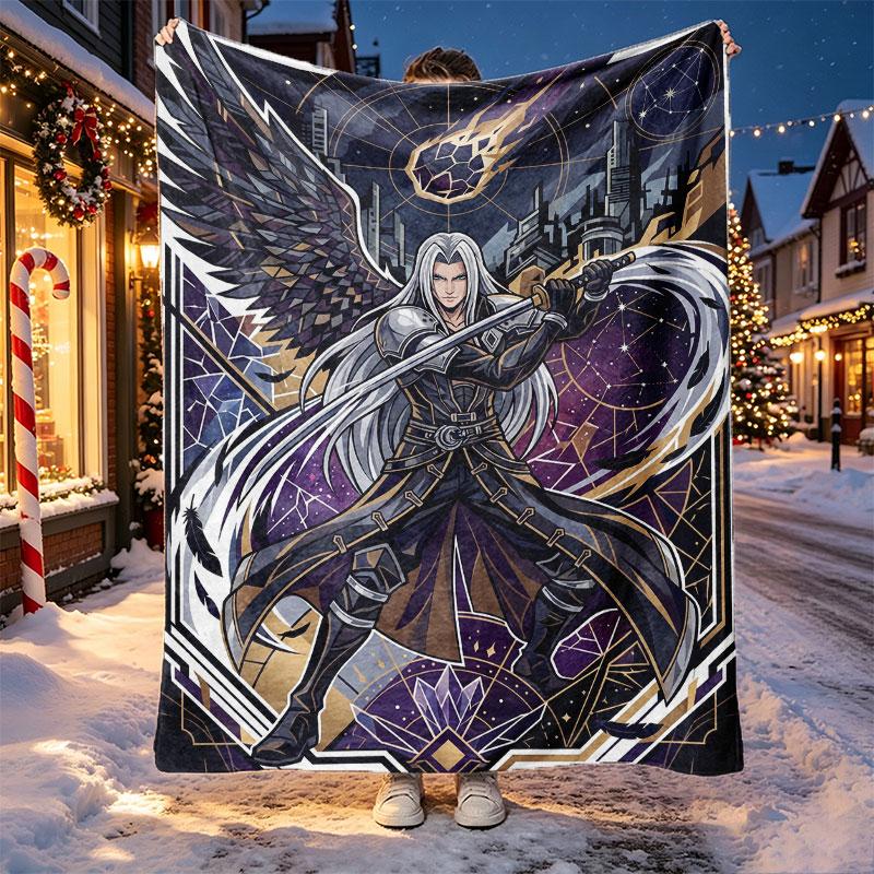 Final Fantasy Pattern Blanket for Home Decoration, Bed, Sofa, Car Travel, Camping, Suitable for All Seasons, Birthday Christmas Gift