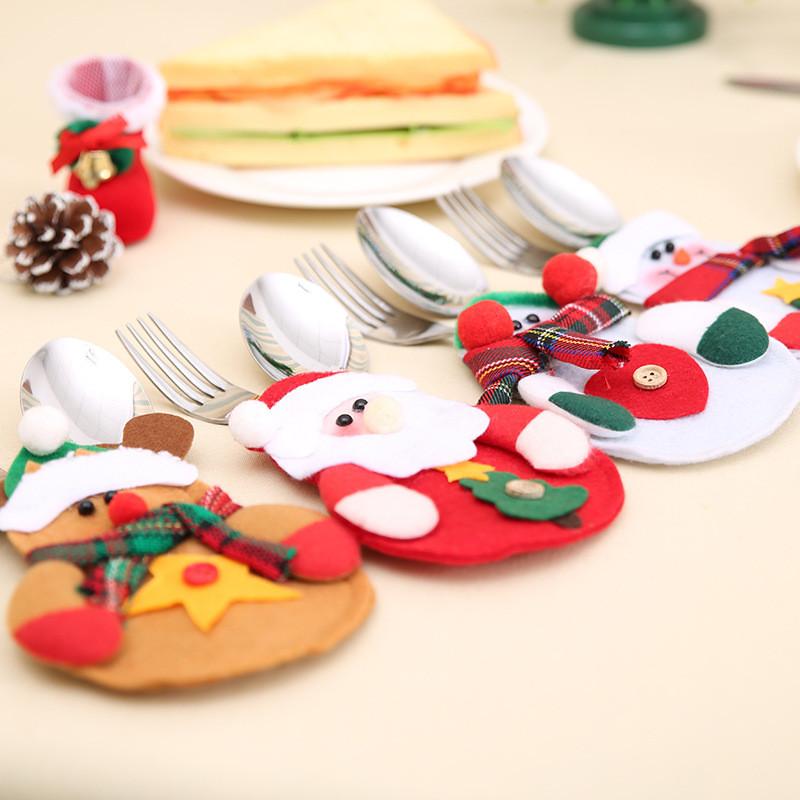 Festive Christmas Cutlery Set With Santa Claus Snowman And Reindeer Design For Holiday Table Decor