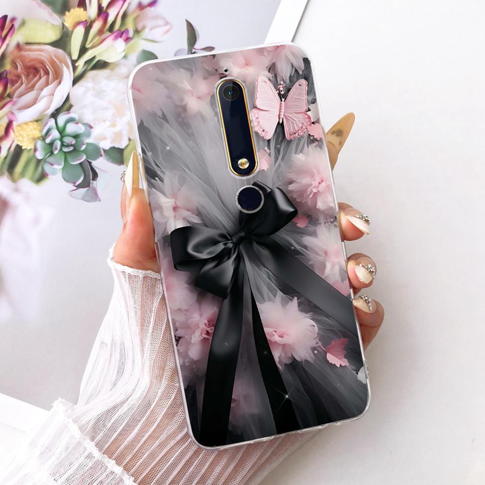 For Nokia 6 2018 Clear Case Cover Aesthetic Luxury Cute Cat Fashion Butterfly Funny Painted Phone Casing