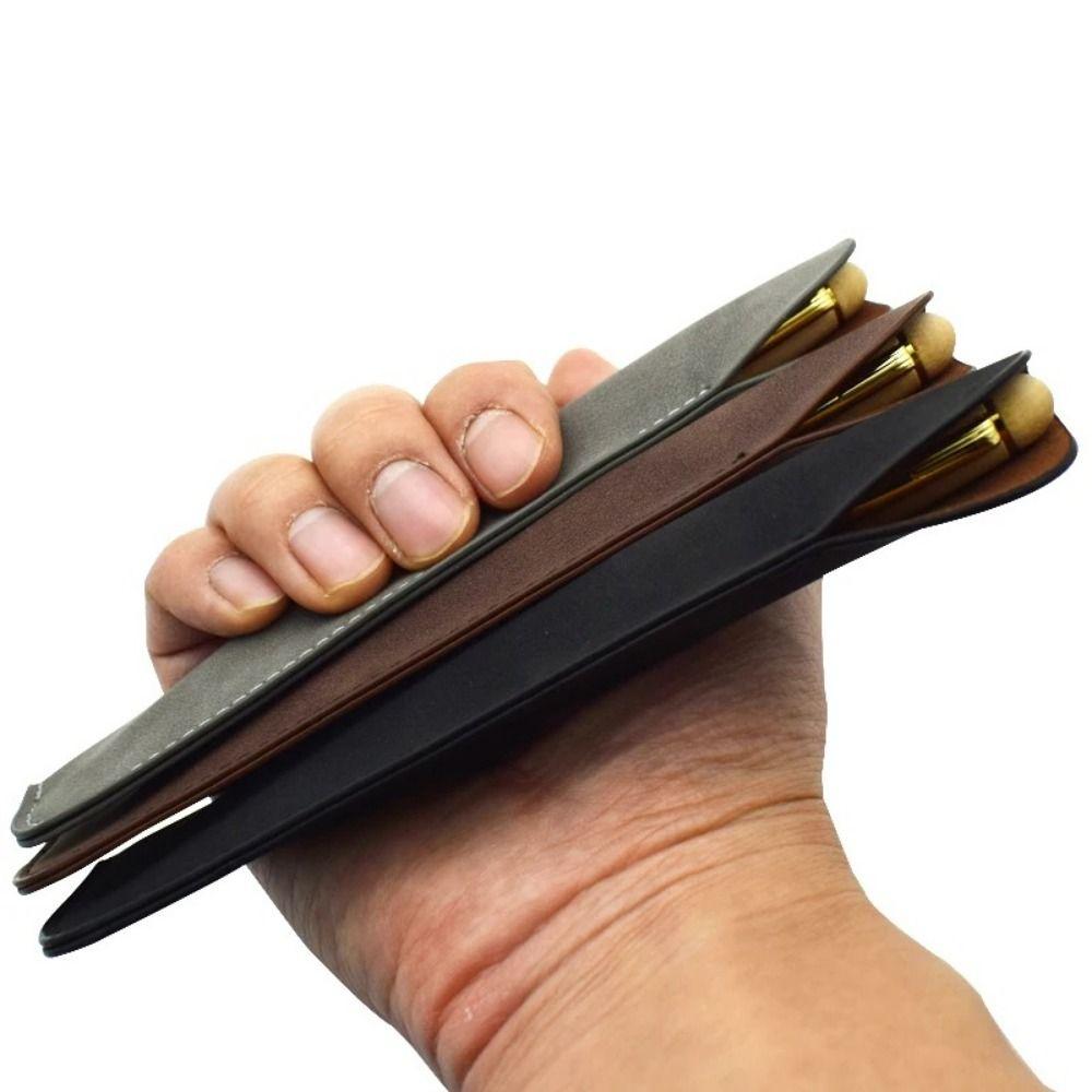 Half Open Leather Pen Bag PU Leather Pen Sleeve Pouch Pen Protective Bag  Student