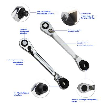 Mini 1/4 Inch Dual-Direction Ratchet Wrench 72-Tooth Portable Industrial Ratchet Wrench