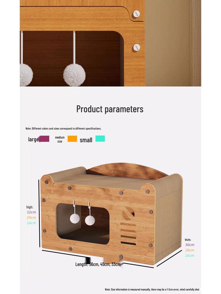 TV Style Cat Scratching Board and Bed: Durable, Debris-Free, Scratch-Resistant, All-in-One Cat Nest Toy