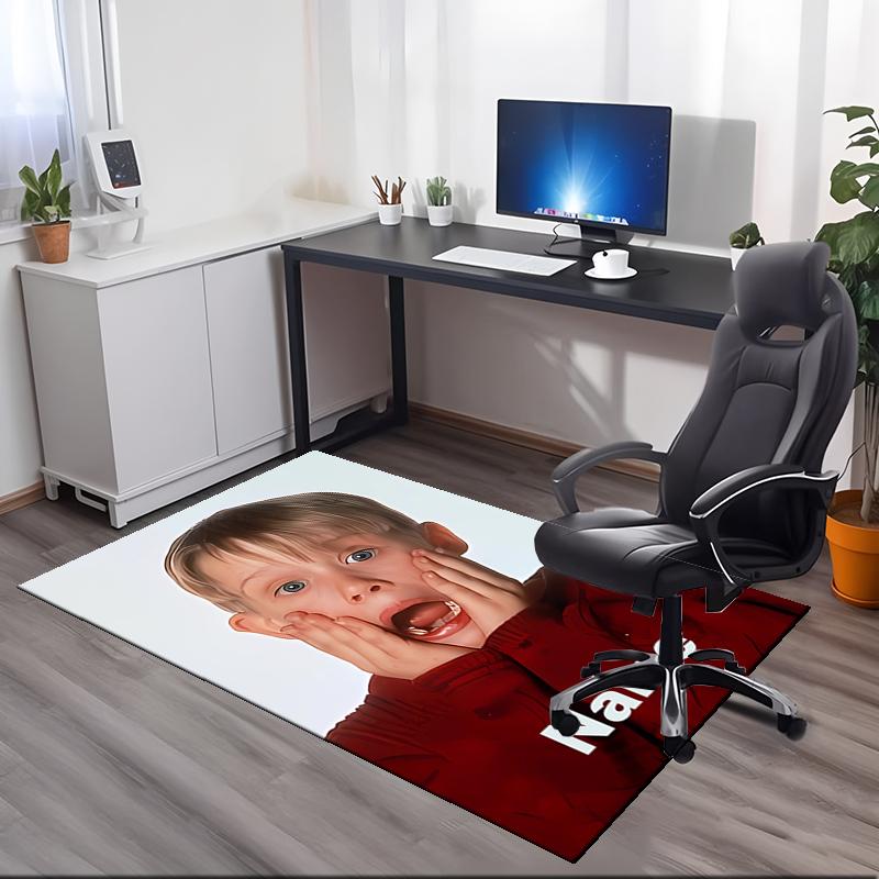 Custom Name Home Alone Printed Carpet, for Office Chair Living Room Bedroom Kitchen Room Decor Gifts.