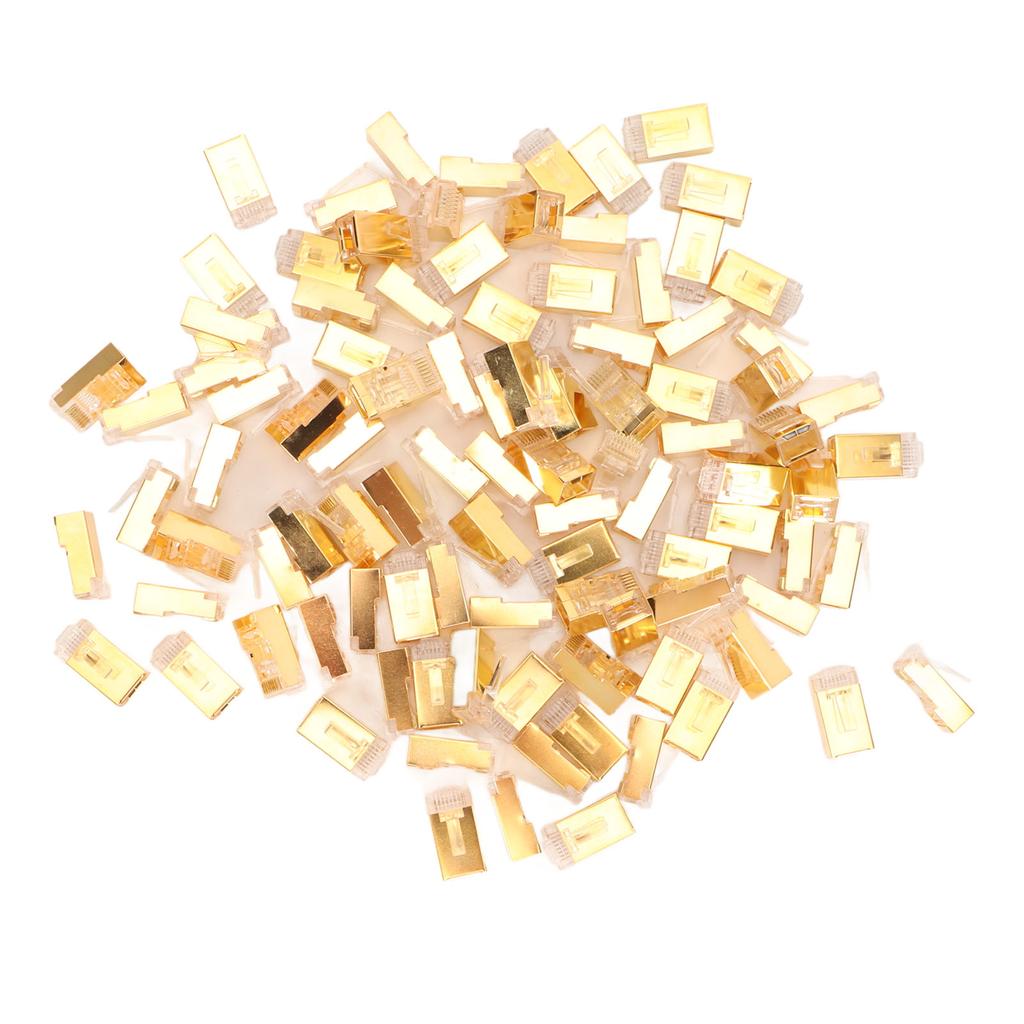 100 Stück RJ45 CAT6e Pass-Through-Steckverbinder Reines Kupfer Geschirmt Plug and Play 8P8C Ethernet-Kabel