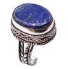 Lapis Lazuli Natural Gemstone Antique Silver Plated Ring US Size-7.5 A 505