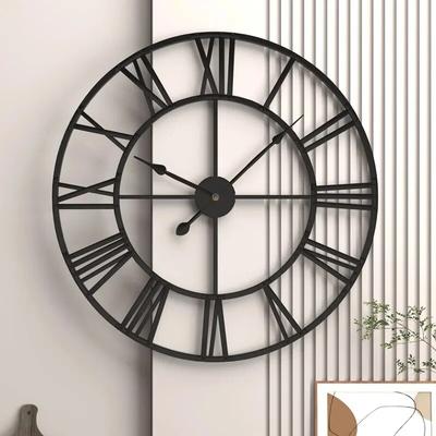 Moderné 3D veľké nástenné hodiny rímske číslice Retro okrúhle kovové železo Presné Tichý severský závesný ornament Dekorácia obývačky