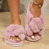 Fashion Women's Open Toe Slippers Fuzzy Fluffy House Slipper 2025 Autumn Winter Women Furry Slides Outdoor Soft Plush Faux Fur Shoes