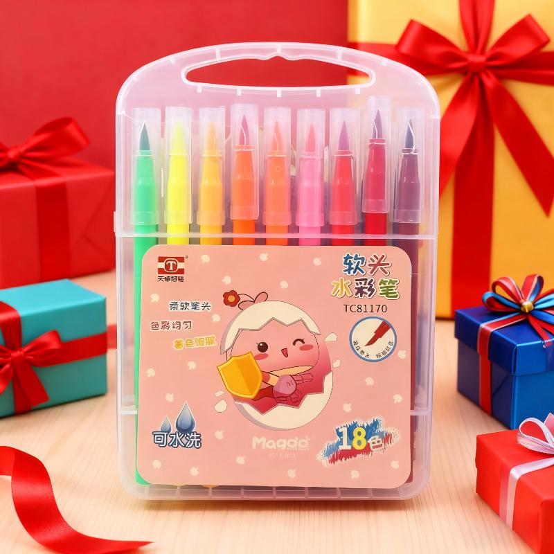 Watercolor Marker Set 18 Colors FineLiner Dual Tip Brush Pen Drawing Painting Watercolor Art Marker Pens for Manga Art Supplies