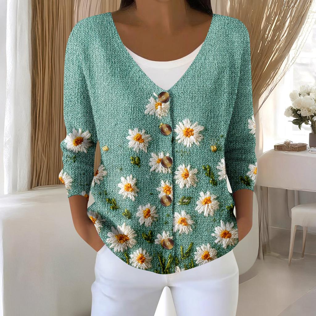 Damenmode Langarm Weihnachten Schneemann Schneeflocke Druck Jacke Strickjacke