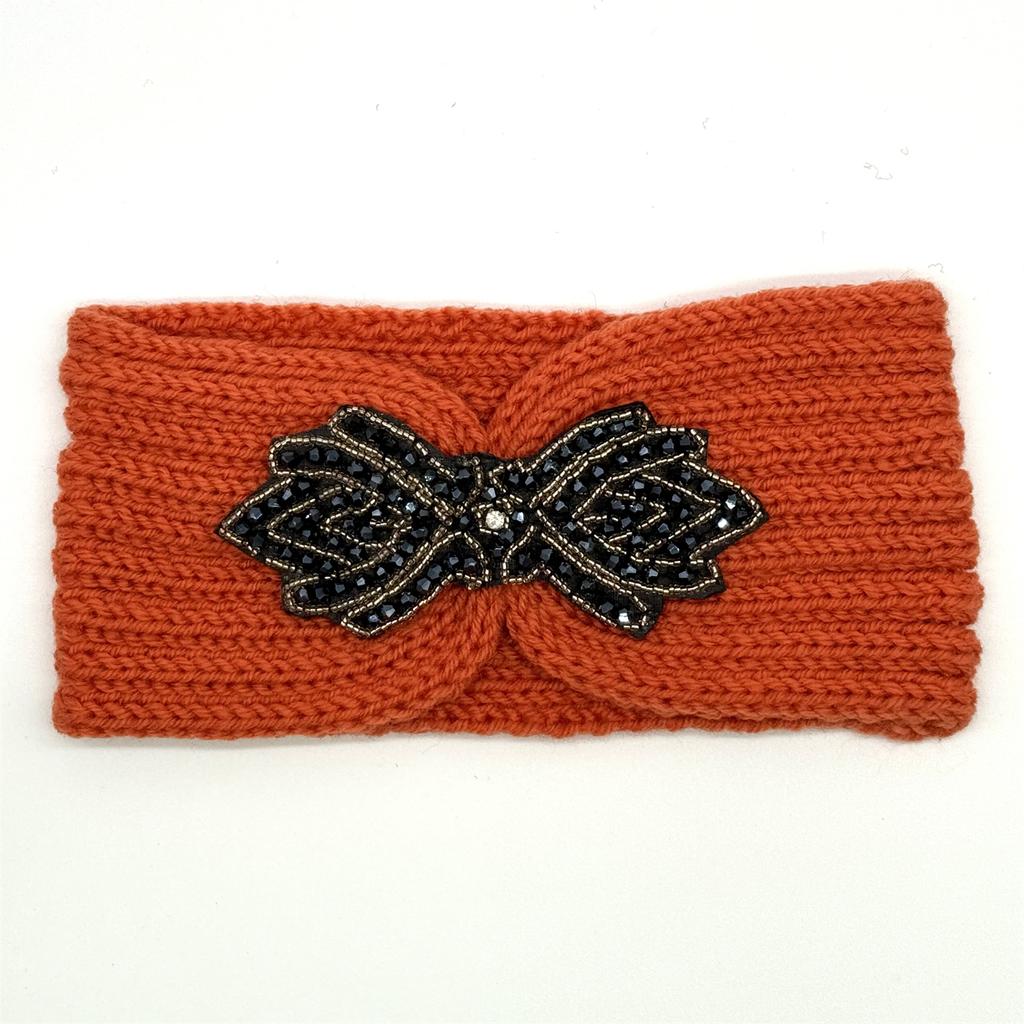 Crystal Beaded Winter Knit Headband Warm Turban Headwrap Hairbands Wool Ear Warmer Headscarf Head Wear Hair Accessories for Women Bandeau Bandanas