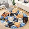1pc Cat Flowers Office Round Rug, Carpet for Office, Gaming, Lightweight Round Floor Mat yy260208078
