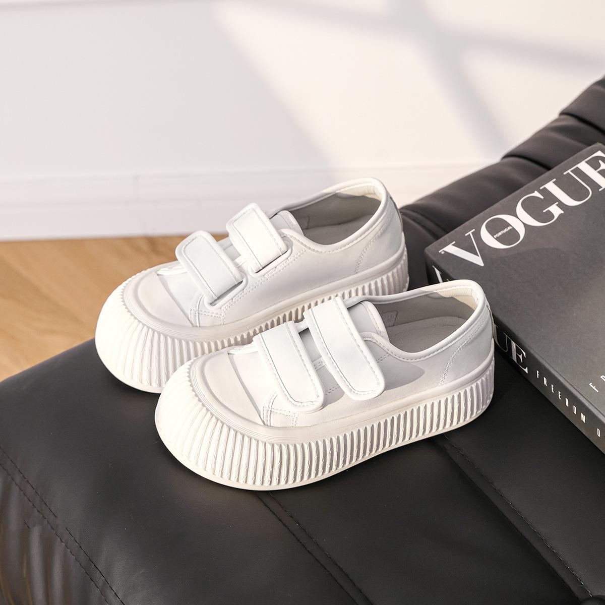 

Leather Two-wear Small White Shoes Women s Summer New Thick-soled Round Toe Velcro Cowhide Sneakers Thin Women s Shoes
