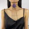 Stylish Rose Pendant Necklace Colorful Floral Shape Clavicle Chain Fashionable Jewelry Blossom Charm Neckchain Ornament