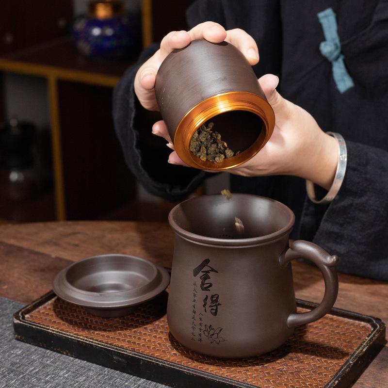 Gift Box Purple Sand Mug Personal With Lid Tea Separation Tea Cup Office Tea Cup Gift Customization