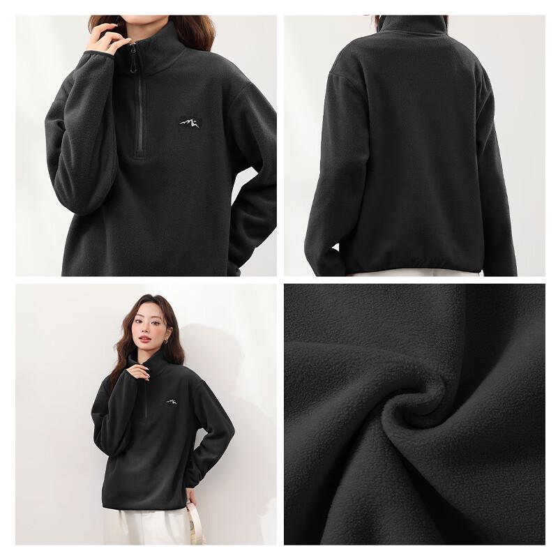 MJ STYLE Women's Half-Zip Stand Collar Fleece Pullover