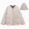 Women's Autumn & Winter Quilted Cotton Jacket: Comfortable Round Neck, Long Sleeves, Zipper Pockets, Warm Outerwear