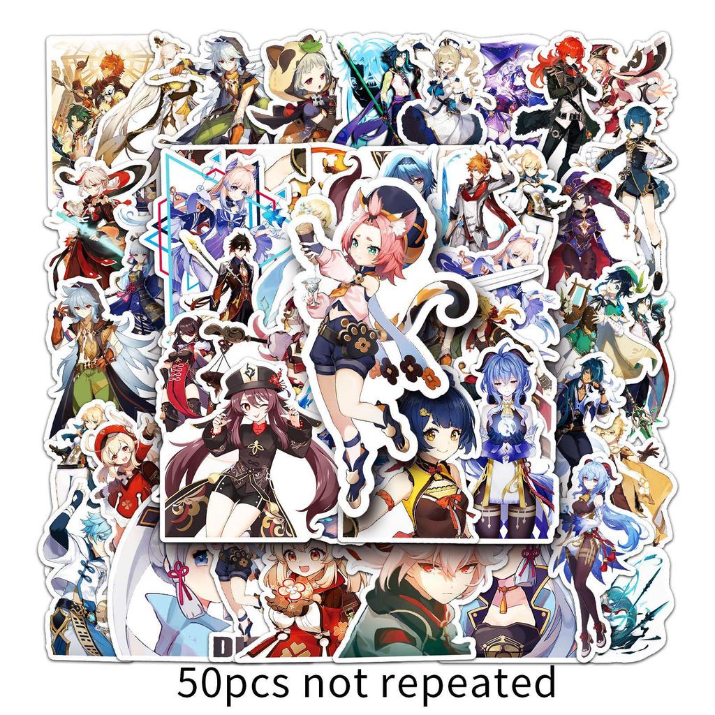 50PCS Genshin Impact Cartoon Graffiti Stickers for DIY Skateboards, Phones & Suitcases - Waterproof