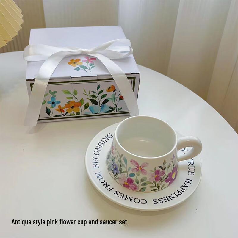 

Vintage Style Pink Floral Ceramic Coffee Cup & Saucer Gift Set