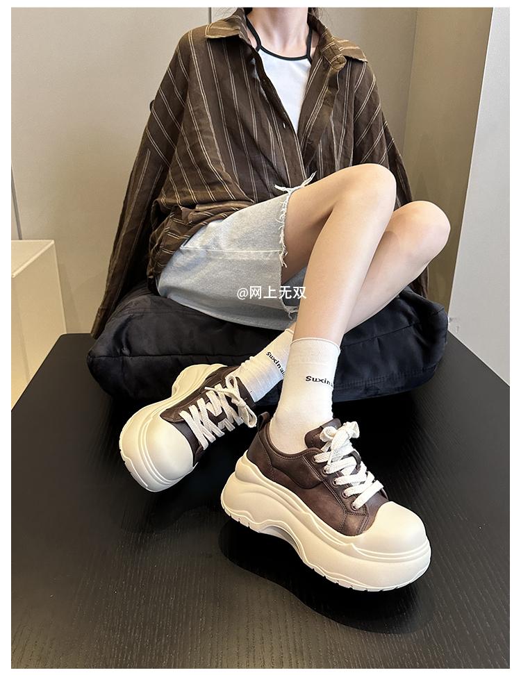 Fashion Autumn New Thick Sole Single Shoes Women Fashion Round Head Front Strap Thick Sole Anti-slip Wear-resistant Low-top Shoes
