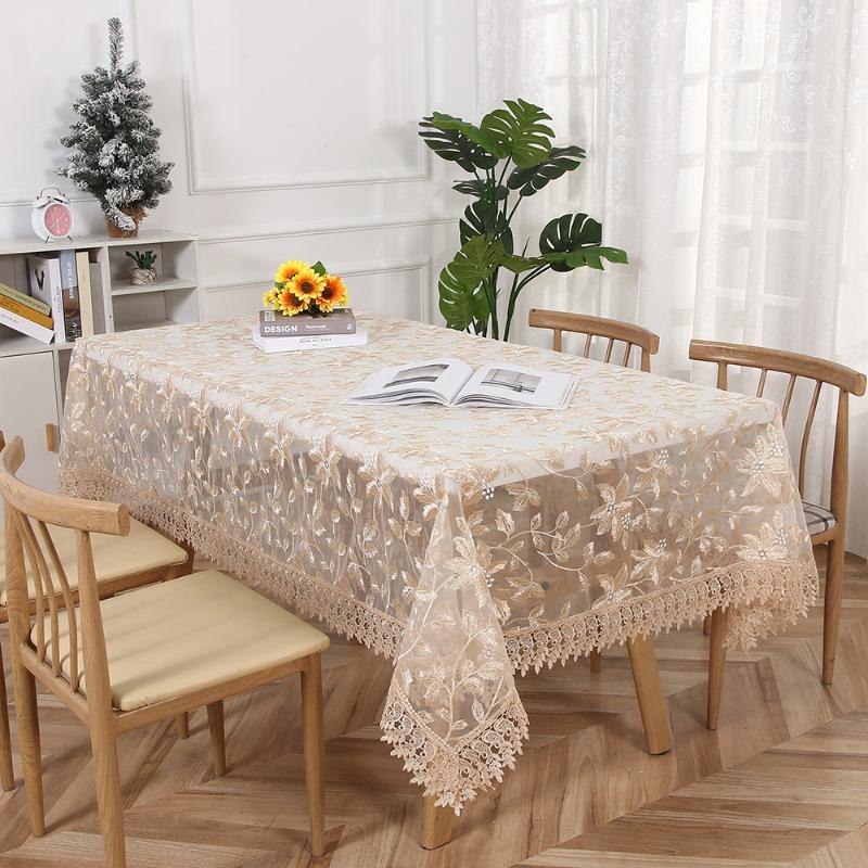 Embroidered Vintage Lace Tablecloth Simple and Stylish Coffee Tablecloths with Floral Pattern Perfect for Kitchen Dining Room or Festive Occasions