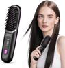 LCD Display USB Rechargeable Hair Straightener Brush Ceramic Heating Negative Ion Wireless Portable Mini Hair Straightener Styling Tool