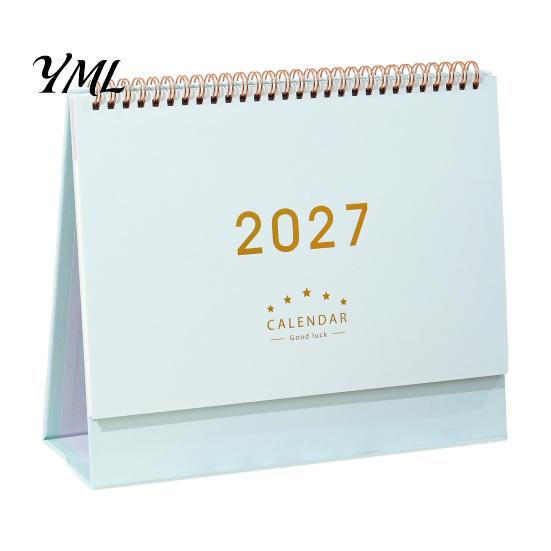 Small Desk Planner 2027 Calendar, Standing Flip Desktop Minimalist Gold Foil Cover Monthly Organizer for Planner, Thick Paper Note Taking, Office Home