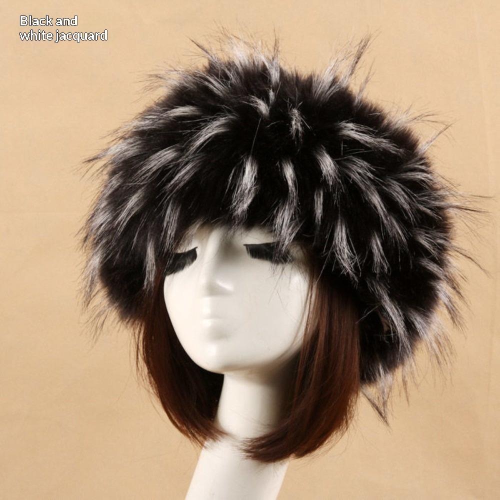 Women's Hat Faux Fox Fur Headband Hat Autumn and Winter Warm Headband Hat Plush Open Top Hat