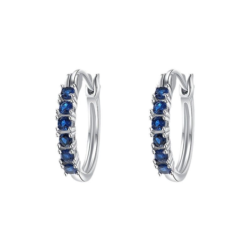 Niche Diamond Ear Buckle, Simple and Versatile Temperament Earrings, Colorful Sapphire Earrings