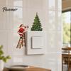 Holiday Interior Ornaments Christmas Santa Claus Light Switch Sticker, Waterproof PVC Decal, Self Seasonal Room Decorations Adhesive Wall Art