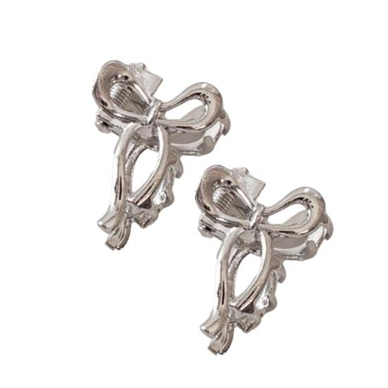 

2Pcs Girl Hairpins Hollow Flower Heart Ribbon Shape Hair Clips Multiple Styling Designs Alloy Texture Hair Accessories C