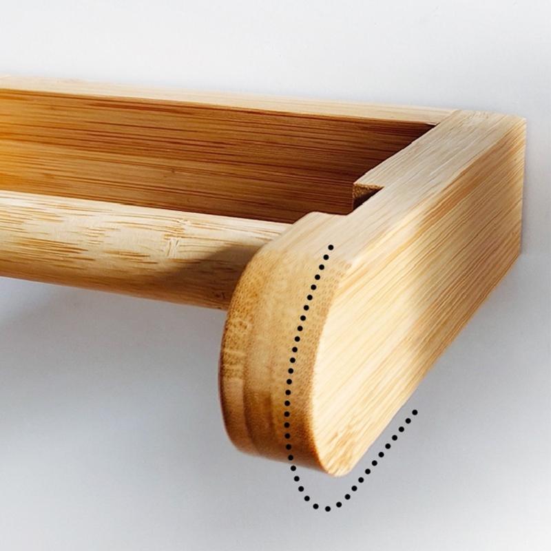 Wooden Tissue Roll Stand For Bathroom Office Durable Bamboos Construction Easy Holds 6Kg Stress Freely