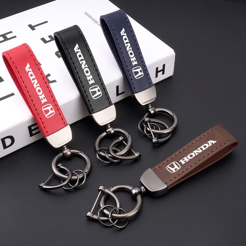 Leather Car Keychain Holder Keyring For Honda Pilot CRV Odyssey Passport Vezel Hrv Brv Civic Xrv Crv City Accord Fit Jazz Pilot LK6