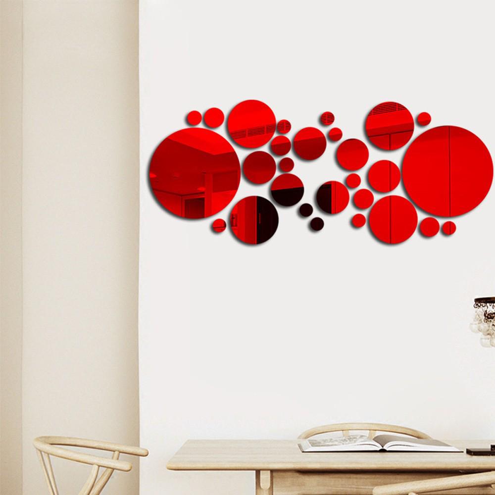 26/32-Piece Round Mirror Wall Stickers - 3D Decorative Set: Small and Large Circles, Large Circle 15cm