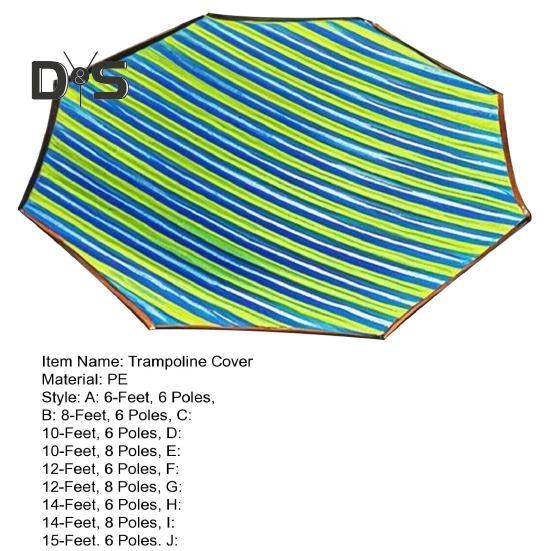 6/8/10/12/14/15/16 Fuß Trampolin-Sonnenschutzabdeckung, UV-beständig, wasserdicht, wetterbeständig, für den Außenbereich, 6–12 Stangen, Trampolin-Überdachung, Sonnenschutz